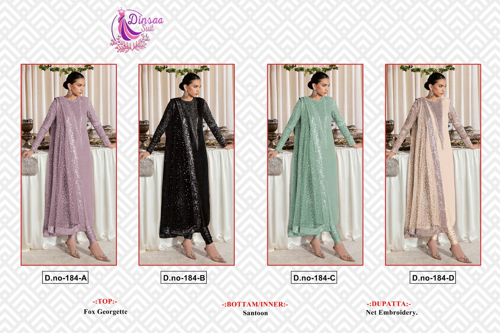 Dinsaa 184 Pakistani Suits Catalog